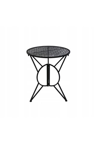 SERSIMO Elba Metal Garden Furniture Set, 2 Folding Chairs, 1 Table, Black