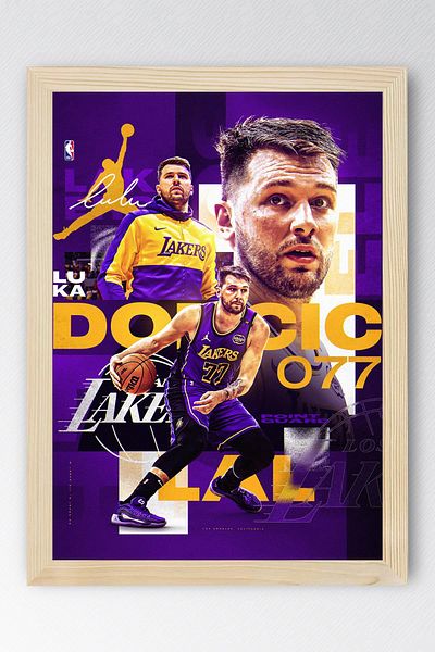 Saturn Luka Doncic Framed Painting - Basketball Nba Poster Painting