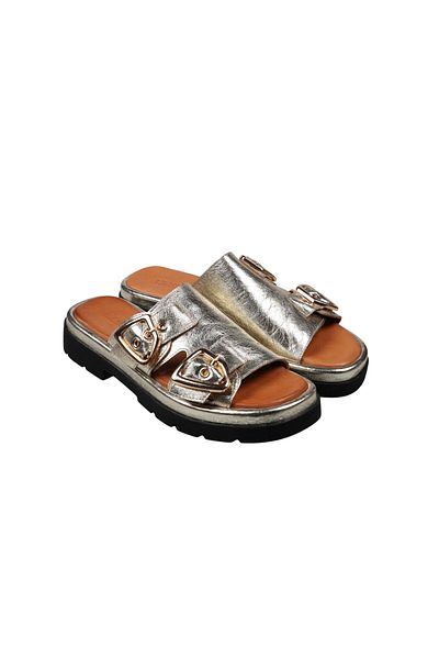 Lady Mia Lunella Buckle Detailed Genuine Leather Women's Slippers