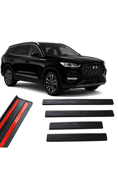 Oto Aksesuarcım Chery Tiggo 8 Pro Plasik Yapışkanlı Araba Kapı Eşiği 4'lü Siyah