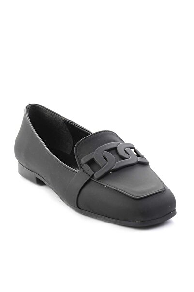 Bambi Mat Siyah Kadın Loafer Ayakkabı K01641165709
