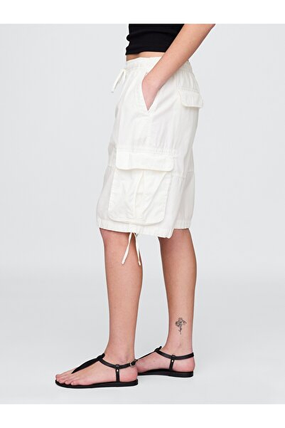 GAP Kadın Beyaz Kolay Kargo Uzun Şortlar
