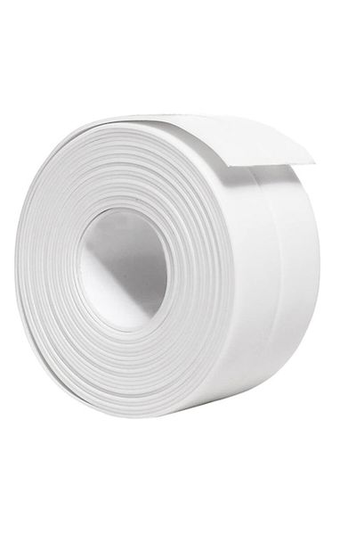 stuffix Bandă de etanșare autoadezivă pentru cadă, chiuvetă, cabină de duș, Folina ETF12, albă, rolă de 6 cm x 3,2