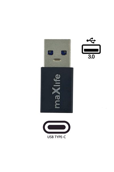 MaxLife Naturals Maxlife 94073 USB-C female to USB 3.0 male adapter, in blister, black