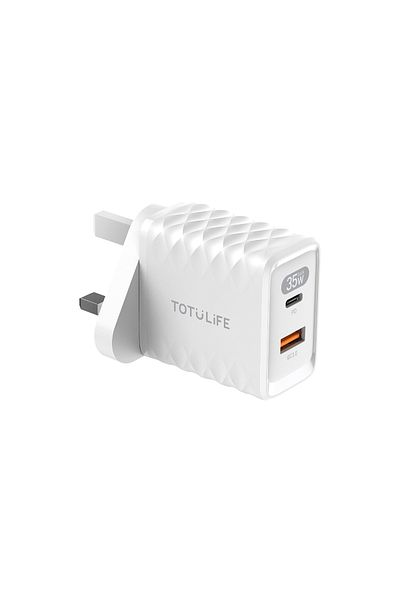 Totulife FAME Series 35W GaN Wall Charger with PD Type-C & QC3.0 Fast Charging, Over Voltage Protection