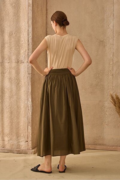 QANU Φούστα με ζώνη Voile Χακί