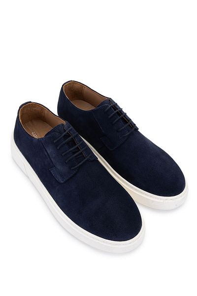 Tamer Tanca Men's Genuine Leather Navy Blue Suede Sneakers & Sports Shoes