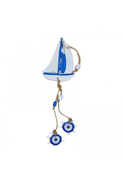 OEM Decorațiune de perete din lemn, barcă cu sistem de agățare, temă marină, 44 cm