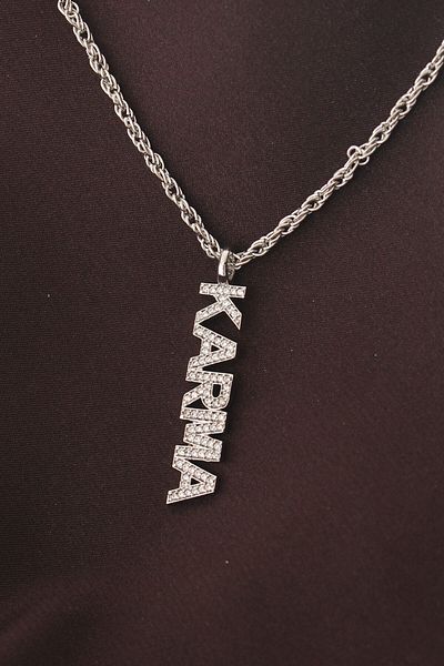 SeyCey.co Silver Colored Zircon Stone Mixed Lettering Necklace