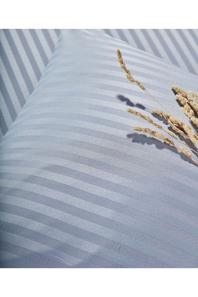 sarra 160X200 Single Striped Satin Duvet Cover Set - Gray