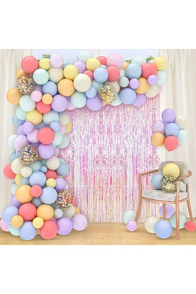 Baloane Vesele Macaron Balloon Arch 225 Pieces + 2 Decorative Curtains ARC82