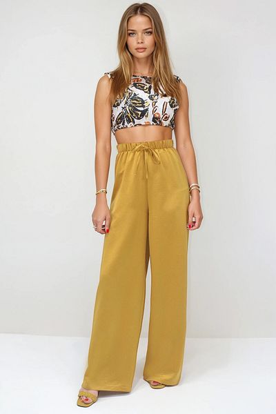 VAGGON Lace-Up Elastic Waist Aerobin Palazzo Trousers