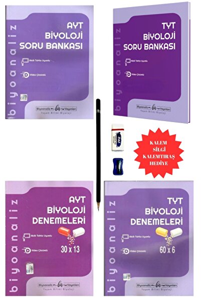 Biyoanaliz Yayınları TYT Biyoloji AYT Biyoloji Soru Bankası ve Deneme Seti 4 ...