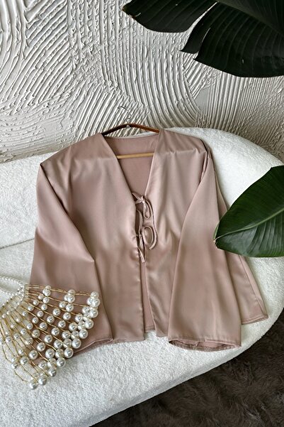 Poliyance Olivya Beige Satin Shirt