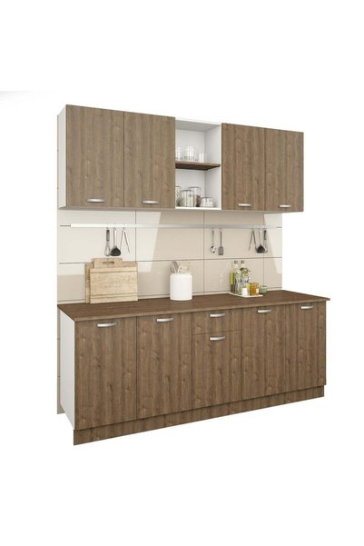 haaus.ro Set Bucatarie Nisa, Stejar Bronz/Alb, L 200 cm