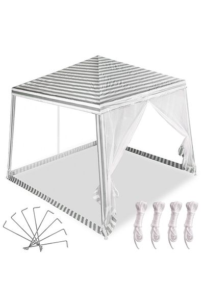 zola Garden tent,with 4 sides with mosquito netting, zip closure, 3 x 3 m, white with green