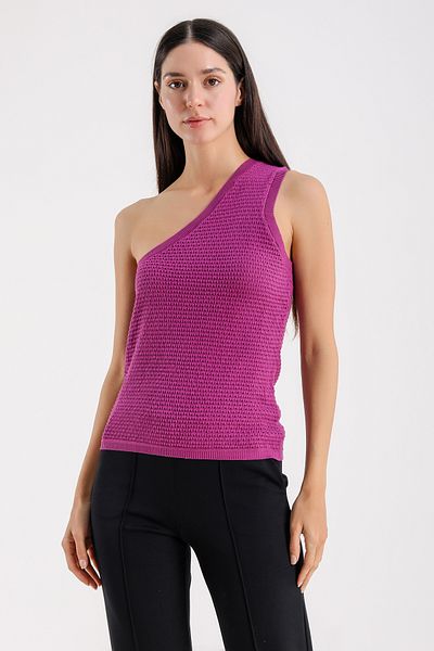 Barbara Baileys Cross-Banded Open Shoulder Tricot Tank Top