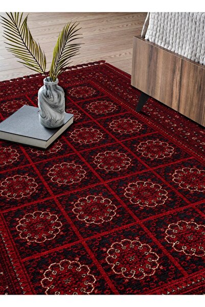 RugChef BUHARI Afgan / Yağcıbedir Desenli Hav Toz Vermez Yıkanabilir Kaymaz İ...