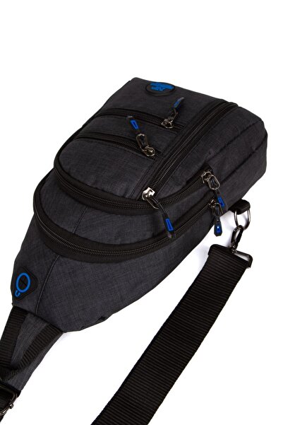 Newish Linen Fabric Chest and Shoulder Bag with USB Headphone Output Zipper