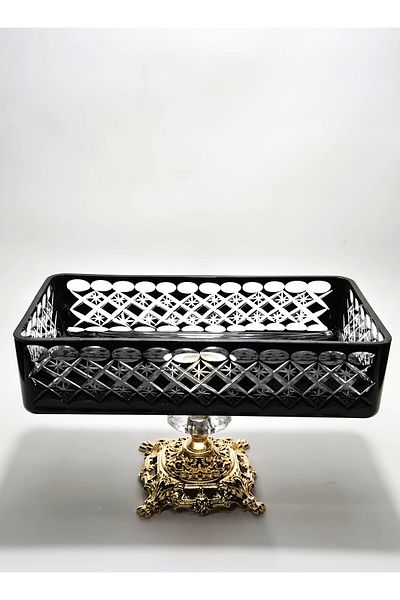 Akden Kristal Crystal Cutting Decor Ektrella Baton Presentation Glass Bowl
