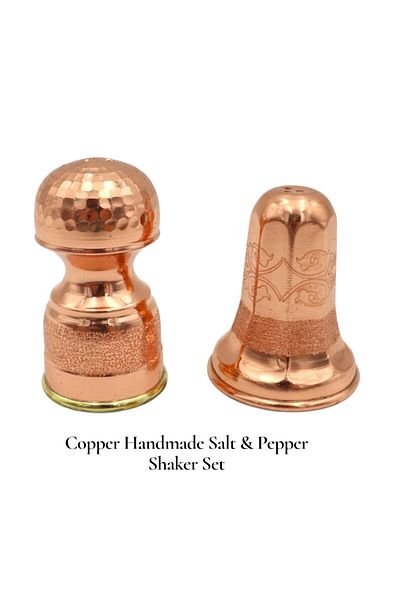 Okya Home Copper Handmade Salt & Pepper Shaker Set – Design C- Copper Color