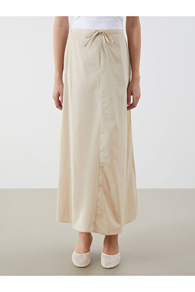 LC Waikiki LCWAIKIKI Classic Bej Beli Lastikli Uzun Etek