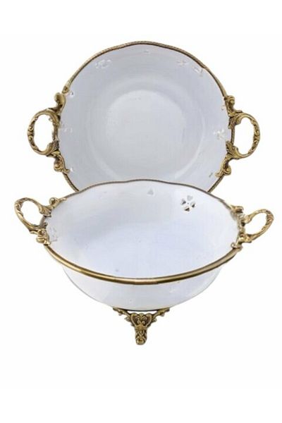 Marka Limones Paniz Plenty Bowl with Feet 30X25X14 cm Antique Wha204