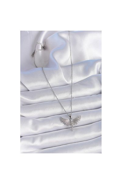 Skygo 316L Steel Chain Silver Color Zircon Stone Angel Model Women's Necklace - Tj-Bko9378