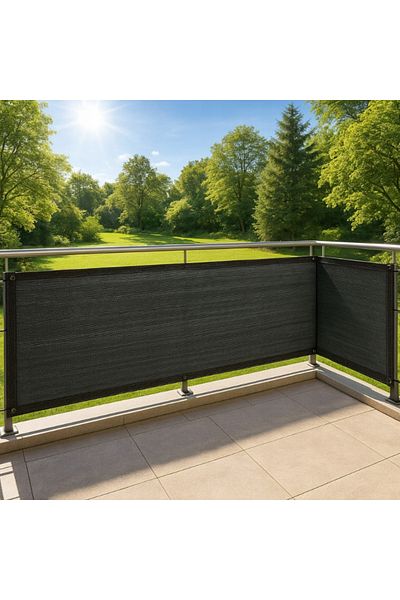 zola Balcony/terrace mesh screen, 100x500 cm, UV and rain resistant, PVC, with accessories, black