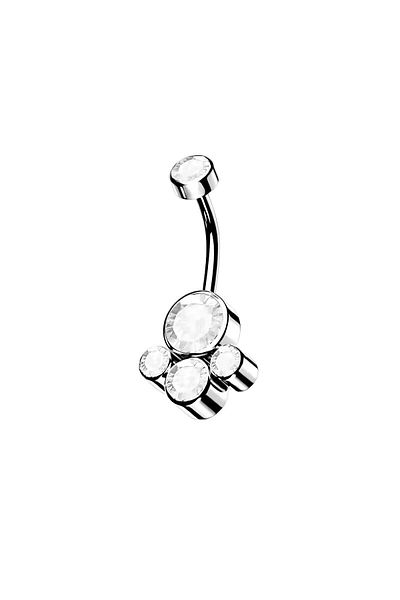 Janset F136 Titanium Zircon Stone Trinity Detail Navel Piercing - Stone Navel Piercing