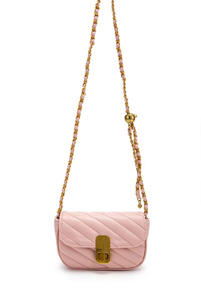 Kukura Lock Detailed Faux Leather Women's Crossbody Bag Sheldon Powder