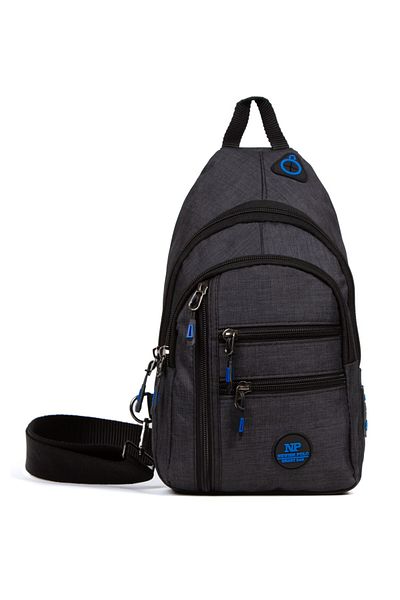 Newish Linen Fabric Chest and Shoulder Bag with USB Headphone Output Zipper
