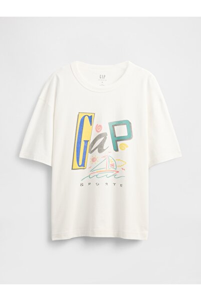 GAP Erkek Krem Logo Kısa T-Shirt