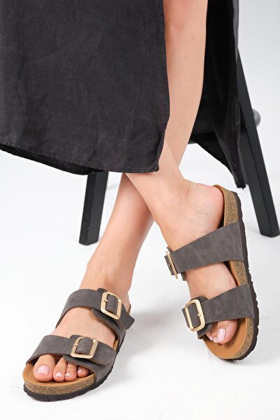 Mio Gusto Lily Anthracite Orthopedic Cork Sole Slippers