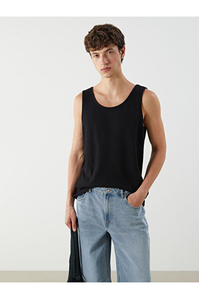 LC Waikiki تي شيرت Peak New Season Crew Neck للرجال ذو ملمس بارز بدون أكمام