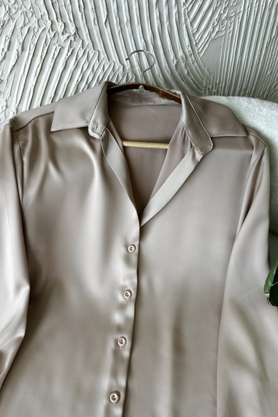 Poliyance Serra Beige Satin Shirt