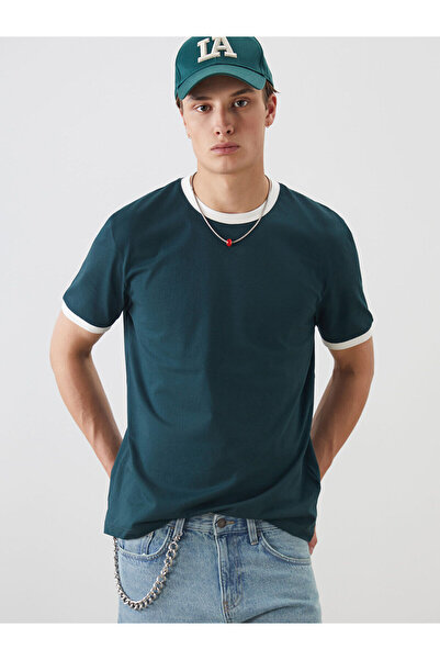 LC Waikiki Nevavm Oval Collar Combed Cotton Men's T-Shirt with a Difference