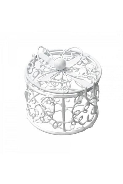 OEM Metallic decorative basket, cylinder shape with flip-top lid, 5 cm diameter