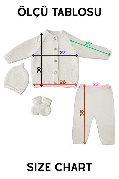 Cevval Baby Set with Booties, Hat, Cardigan and Pants