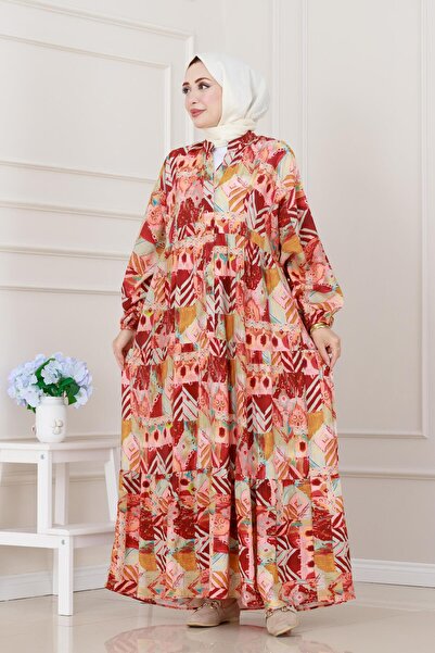 Sevitli Φόρεμα με έθνικ σχέδιο-Μπορντό