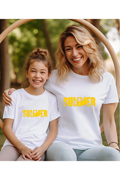 ASELİNDA Tricou combinat de familie de vară (mamă-tată-fiică-fiică) (produs u...