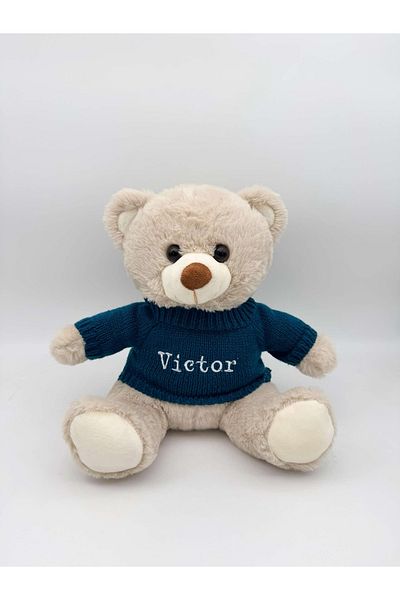 TUDIMAR Plush Teddy Bear With Plouver, Personalized By Embroidery With The Desired Name