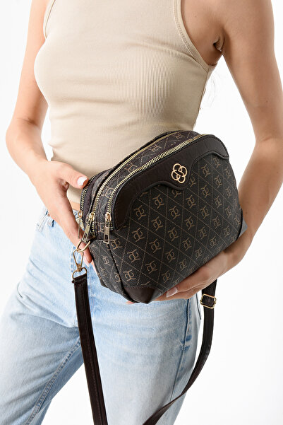 Zealous حقيبة كتف وحقيبة كروس نسائية باللون البني مكونة من 3 أقسام