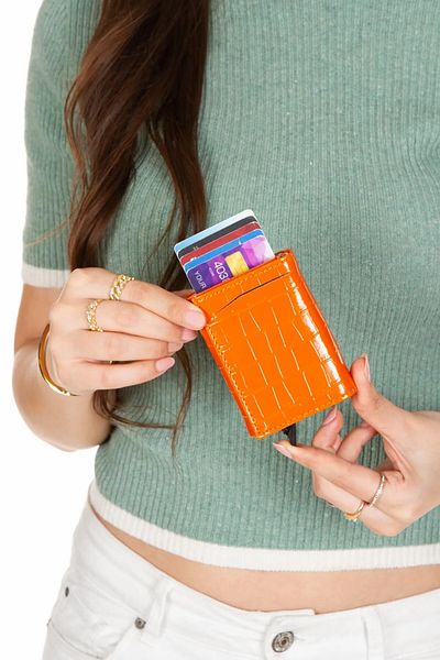 Newish Polo Men's Mechanized Card Holder and Wallet - Orange