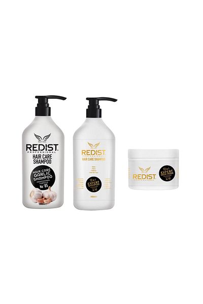 Redist Set Redist Garlic Shampoo 1000 ml, Expert Shampoo 12 in 1 1000 ml and Expert Mask 12 in 1 500 ml