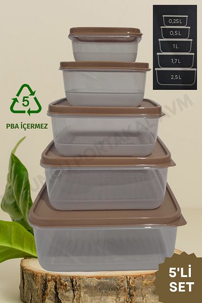Turuncu Portakal Storage Container with Lid (Set of 5) Kitchen Organizer Square Organizer