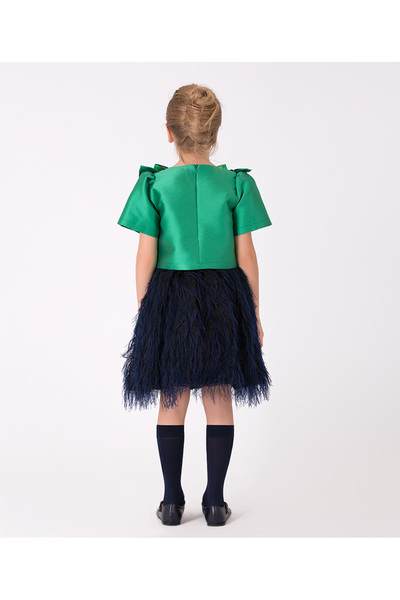 GOOSE Kız Çocuk Saçaklı Lacivert Etek
