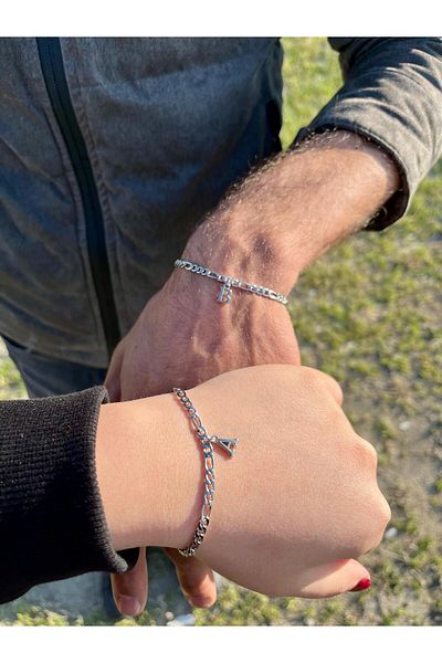 pofudukcase Steel 2Pcs Couple Letter Dear Bracelet