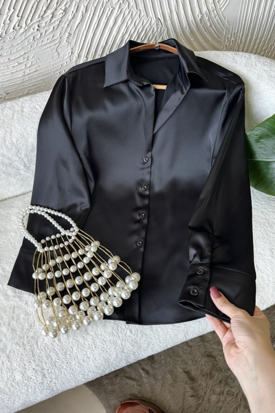 Poliyance Serra Black Satin Shirt