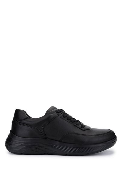 Tamer Tanca Men's Genuine Leather Black Sneakers & Sports Shoes